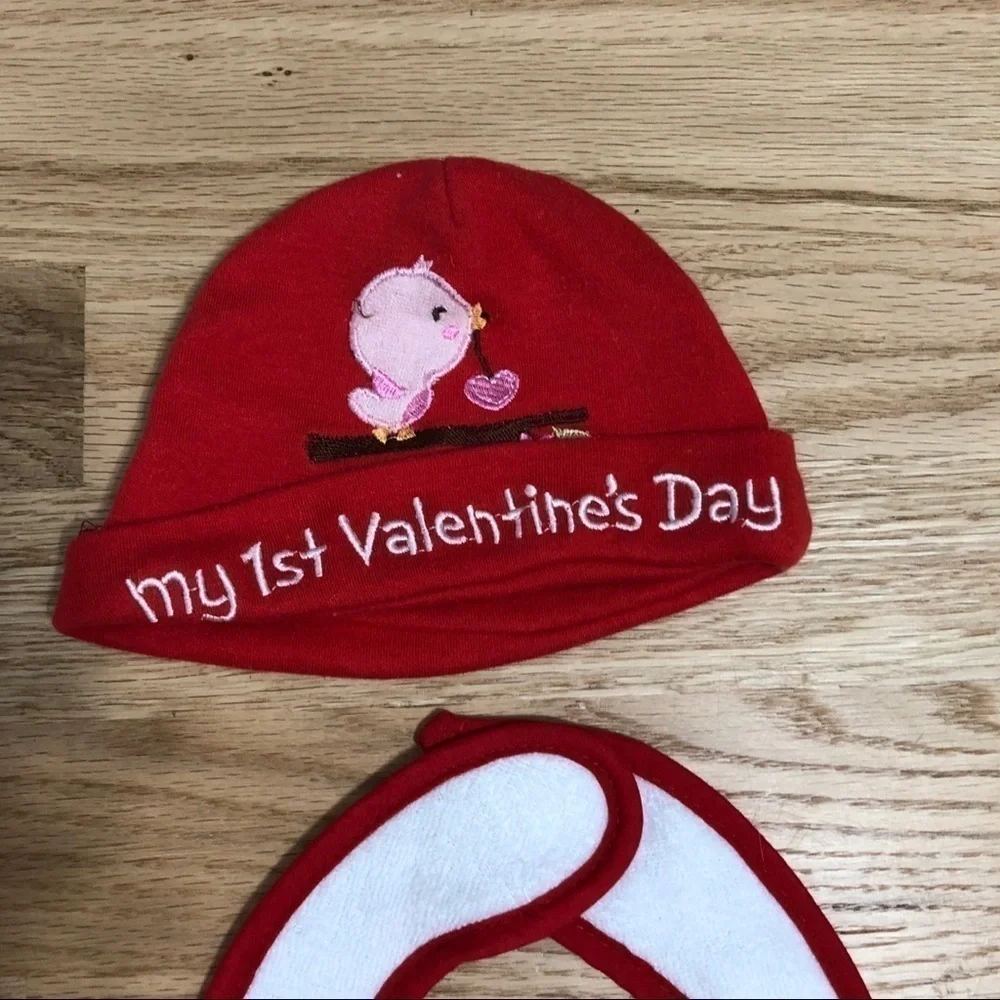 My 1st Valentine’s Day & Halloween Bib with Hat